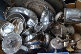 A good collection of silver plate trays , part tea services , condiments etc.