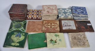 A good collection of Victorian and other tiles of various patterns and depicting various scenes