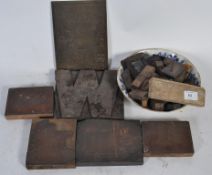 A good group of wooden and copper vintage printers blocks to include letters and numbers along with