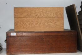 A 19th century writing slope along with a wooden case