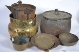 A good group of large brass pots along with other brass items(please see images)