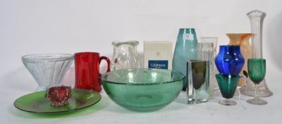 A collection of studio art glass to include Caithness and Whitefriars style etc.