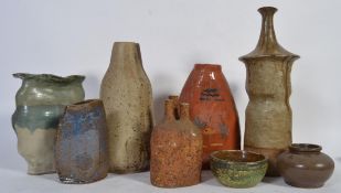 A group of unusual studio pottery vases of abstract form