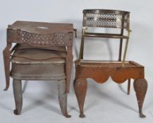 A good group of 4 19th Century coaching footman's one having splayed brass legs and a fret pierced
