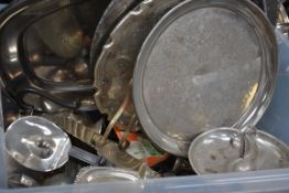 A good collection of silver plate part tea services and trays