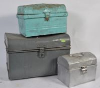 Two Victorian tin trunks along with a Victorian tin lunch box