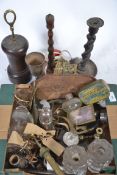 A collection of curious to include brass miniatures ,