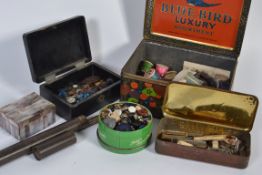 A good selection of vintage sowing equipment to include needles, buttons etc.