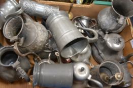 A good collection of pewter part tea services to include Victorian and Norwegian examples