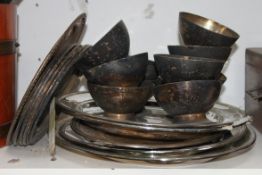 A collection of silver plate to include salvers and dishes