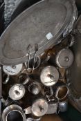A collection of silver plate part tea services and trays (please see images)