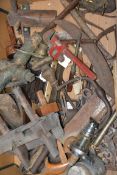 A good collection of vintage 20th Century tools to include woodworking planes , saws ,