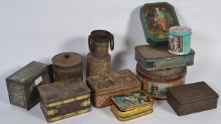 A good group of vintage advertising tins and boxes