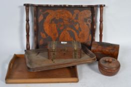 A good group of carved boxes and trays of various forms