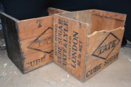 A pair of 20th Century Tate Sugar wooden goods transportation cases