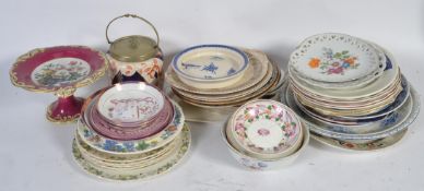 A good collection of Victorian and later plates to include Mintons and Masons examples amongst many