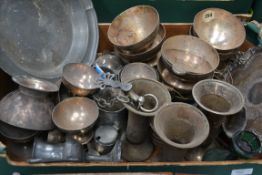 A good collection of pewter and silver plate to include fish server , wine goblets , trays ,