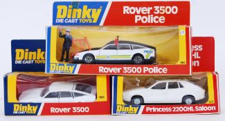 DINKY: A collection of 3x vintage Dinky boxed diecast models, including; 123 Princess 2200HL Saloon,