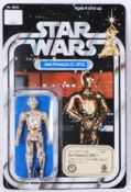 STAR WARS: A rare Japanese issue Star Wars A New Hope 12 Back carded C3PO action figure,
