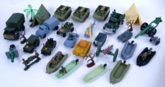 MILITARY MODELS: A quantity of assorted vintage Military plastic models - trucks, guns, figures,