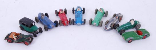 DINKY: A collection of 9x vintage loose Dinky diecast model cars, to include 108, Taxi,