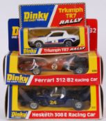 DINKY: A collection of 3x vintage Dinky boxed diecast models, including; 222 Heskett Racing Car,