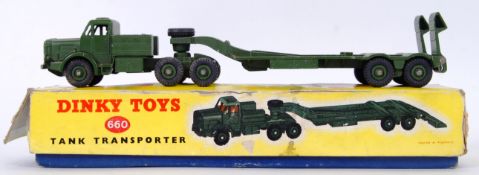 DINKY: An original vintage Dinky military diecast model 660 Tank Transporter.