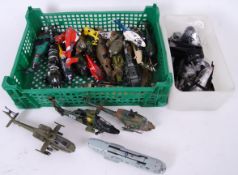 HELICOPTERS: A collection of 1:144 scale model (some diecast) helicopters and loose parts.
