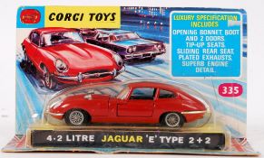 CORGI: An original vintage Corgi 335 diecast model 4.2 Litre Jaguar E Type 2 + 2.