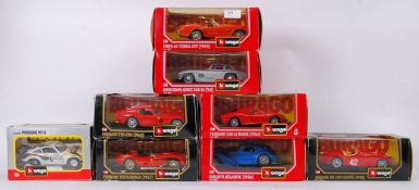 BURAGO: A collection of 8x 1:24 scale Burago boxed diecast model cars - Jaguar, Bugatti,
