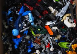 LEGO: A crate of assorted Lego Bionicle (few other) bits and pieces,