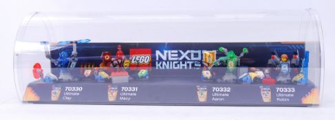LEGO: An original Shop Display Lego Nexo Knights shelf cabinet - featuring 4x Nexo Knights sets;