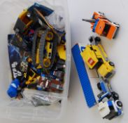 LEGO: A crate of assorted loose Lego to include various instructions, part made sets, City,