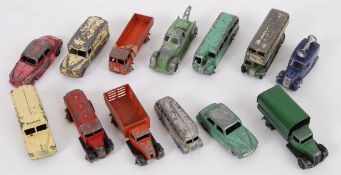DINKY: A good collection of 13x vintage playworn Dinky diecast model cars and vehicles to include