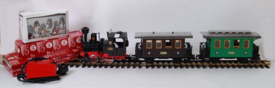 LEHMANN G SCALE: An original large scale ' G ' scale Lehmann model railway trainset layout.