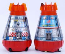 SPACE CAPSULES: Two vintage Made In Japan SH Toys tinplate battery operated ' United States Space
