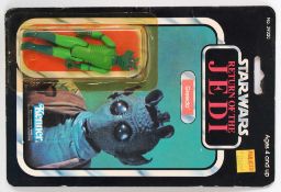 STAR WARS: A rare original vintage Star Wars 77 Back carded action figure of ' Greedo .