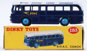 DINKY: An original vintage Dinky diecast model No. 283 BOAC Coach. Within the original box.