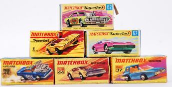 MATCHBOX SUPERFAST; A collection of 6x vintage Matchbox Superfast boxed diecast model cars,
