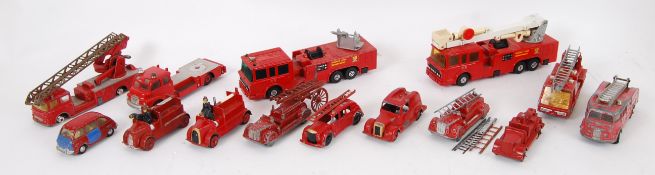 FIRE ENGINES: A collection of diecast model fire engines and related pieces by various makers -