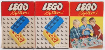 LEGO: A collection of three small vintage 1960's Lego building block sets - 218, 282, and 225.