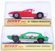 DINKY: Two original vintage Dinky Toys racing cars, the first being 187 De Tomaso Mangusta,