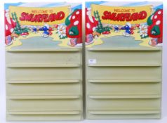 SMURFS: A pair of vintage Peyo made Smurfland display shelves.