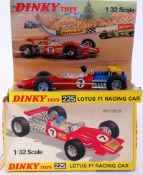 DINKY: An original vintage Dinky diecast model 225 Lotus F1 Racing Car. Within the original box.