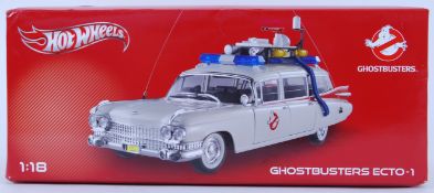 GHOSTBUSTERS ECTO 1; A fantastic 1:18 scale Hotwheels Ghostbusters Ecto 1 diecast model car.