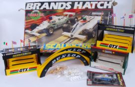 SCALEXTRIC: A collection of Scalextric items to include a boxed Brands Hatch racing set,