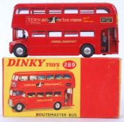 DINKY: An original vintage Dinky 289 diecast model Routemaster Bus. Within the original box.