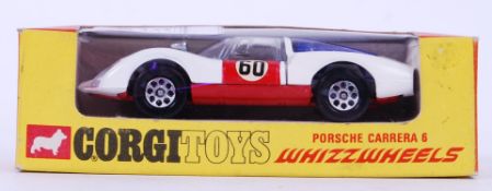 CORGI: An original vintage Corgi Whizzwheels No. 371 Porsche Carrera boxed diecast model.