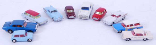 CORGI; A collection of 10x vintage Corgi loose diecast model vehicles to include Austin Seven, Mini,