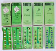 SUBBUTEO: A collection of 5x vintage Subbuteo table top football teams,